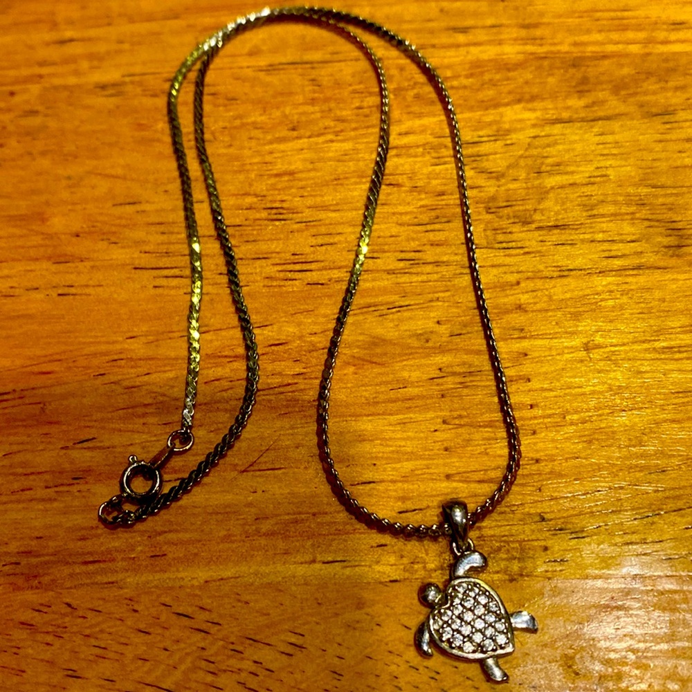 3/$15  Turtle necklace, 16” silver chain